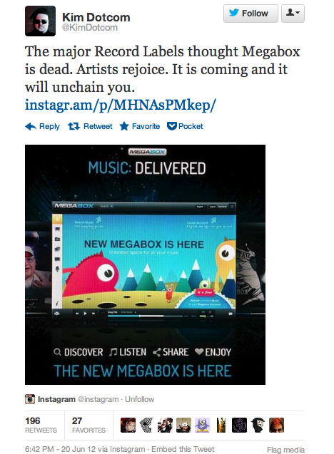 kim dotcom promotes megabox on twitter - unpocogeek.com