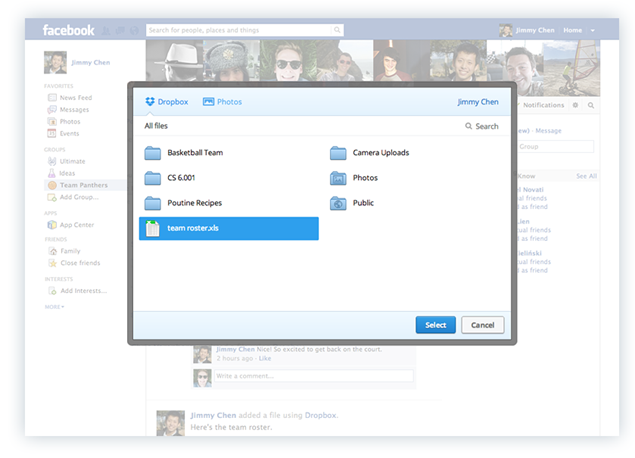 dropbox integration with facebook - unpocogeek.com