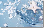 Floating candle with silver stars and snowflake confetti
