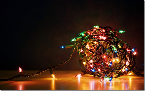 A tangled ball of Christmas lights