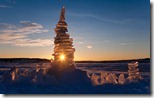 Ice sculpture at sunset, Lake Mjøsa, Norway