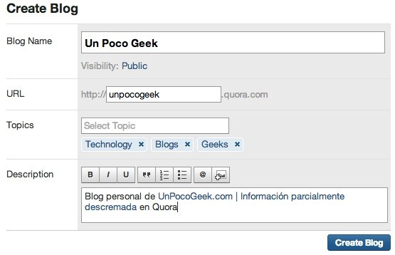 blog creation form in quora - unpocogeek.com