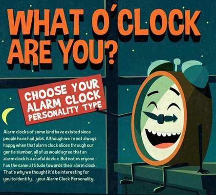 alarm clock personality infographic - unpocogeek.com