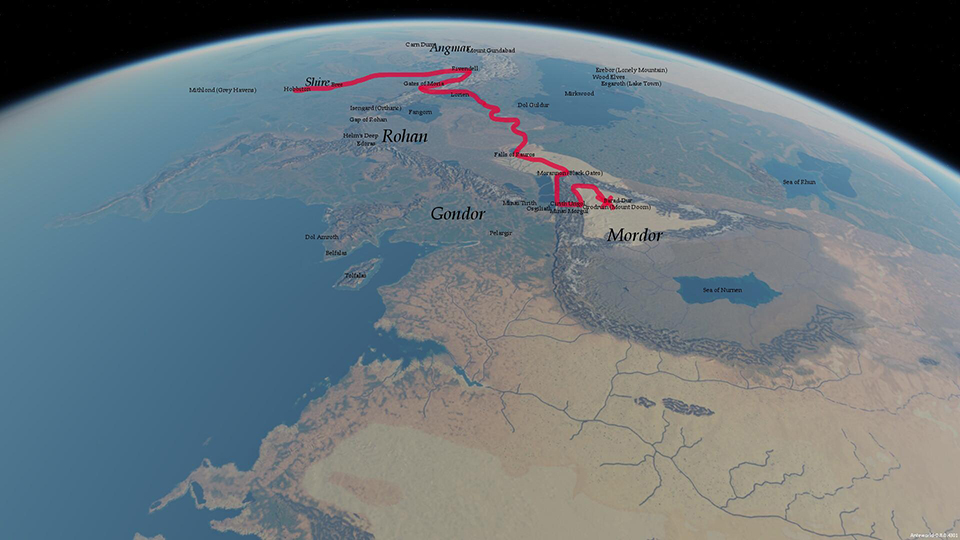 mapa de la tierra media  outerra -frodo journey- unpocogeek.com