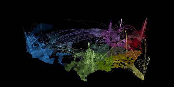 Mapa de las conexiones celulares en USA