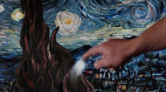 Noche estrellada de Van Gogh interactivo con una pantalla multi táctil