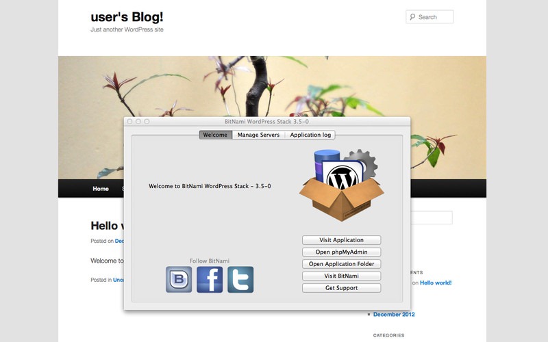 BitNami Stack for WordPress, ejecuta una instalación local en Mac