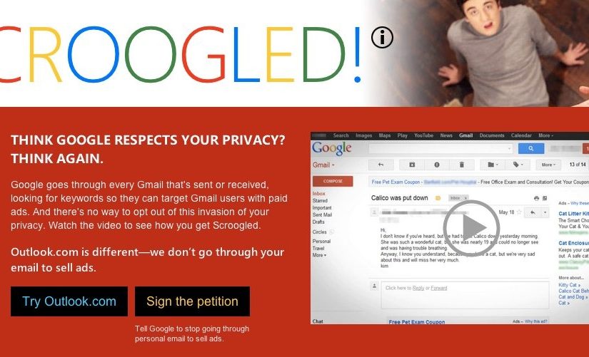 Scroogled, nuevo ataque publicitario de Microsoft a Google