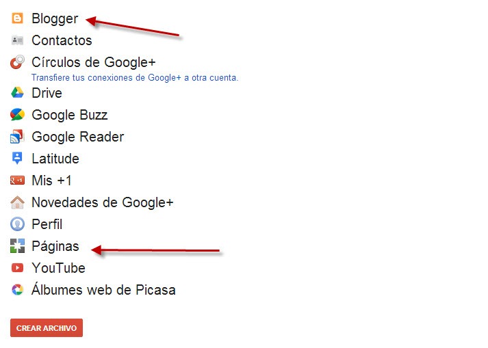 Google Takeout añade Blogger y Google+