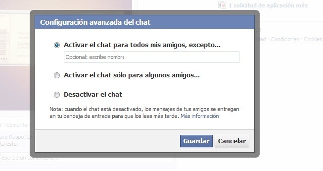 Aparecer visible solo para quienes queramos en el chat de Facebook