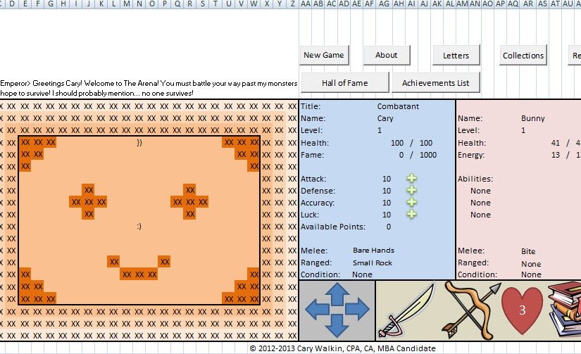 Un RPG realizado enteramente en Excel