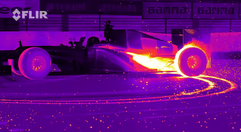 Autos de Formula 1 vistos con cámara térmica