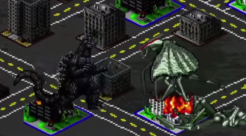 Godzilla 2014 estilo videojuego retro