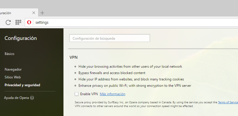 Opera integra una VPN gratuita en su navegador web