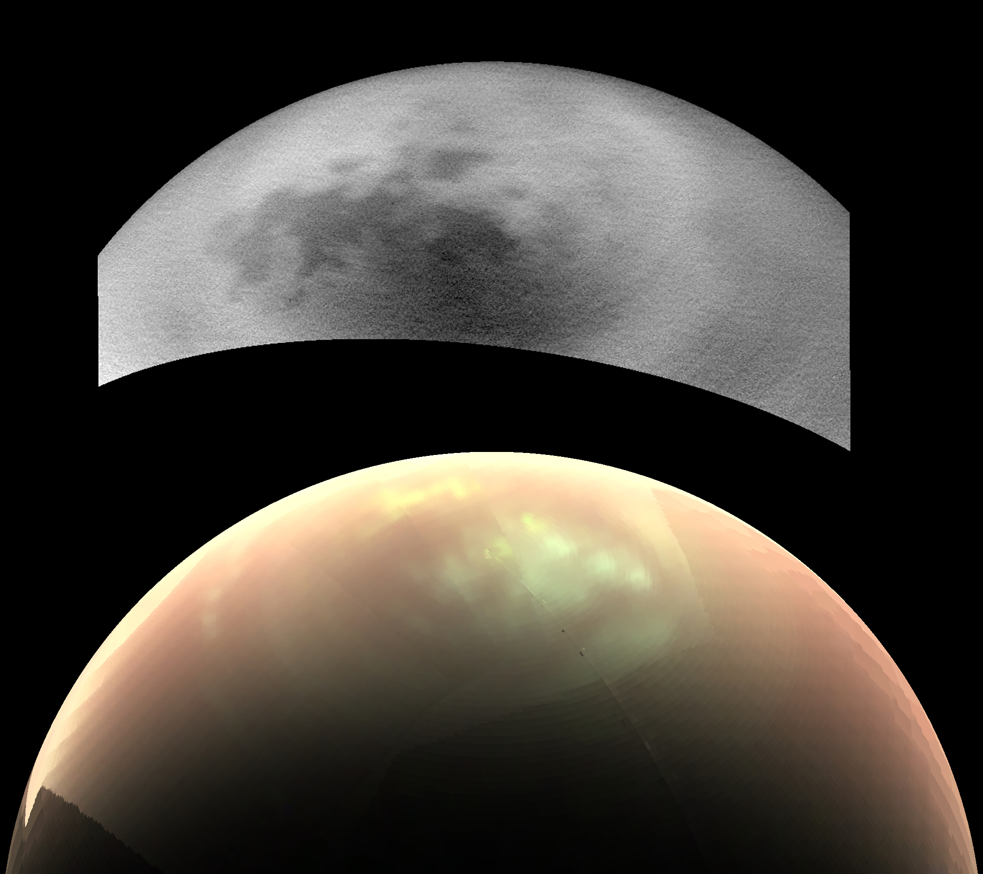 Titan, fotografía de la nave espacial cassini de esta luna de Saturno