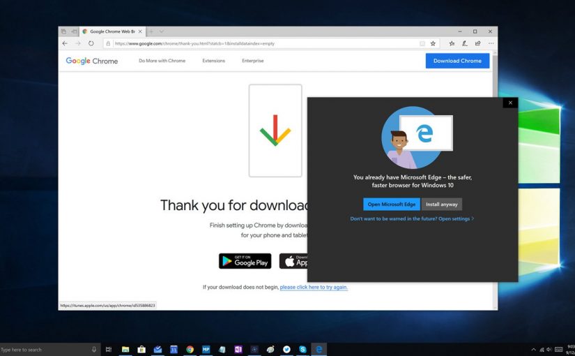 Microsoft y Chrome apuntan a remover Edge como navegador predeterminado de Windows 10